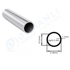 Alüminyum Boru Dış Çap 58mm  Et Kalınlık 3mm